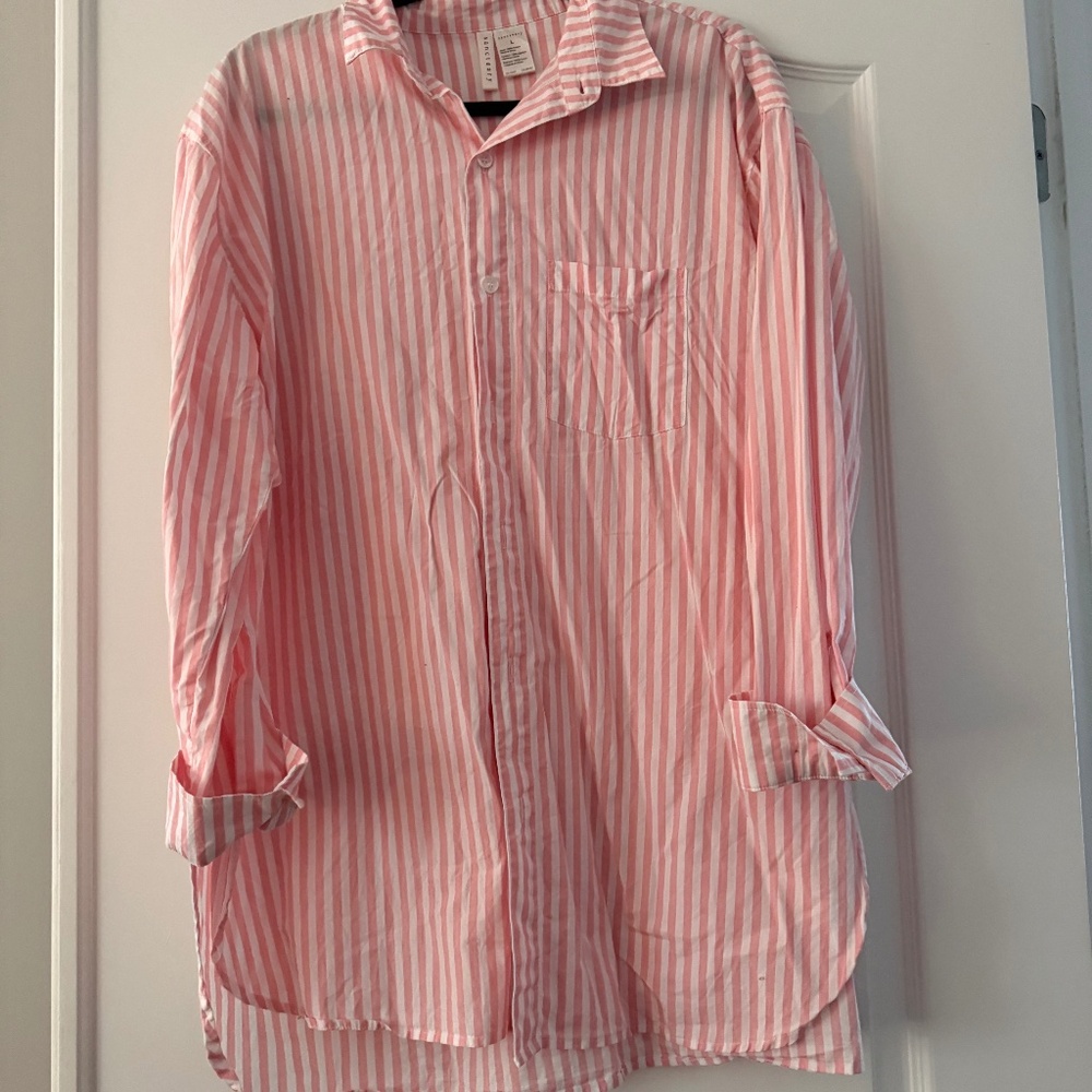 Pink and White Striped button down